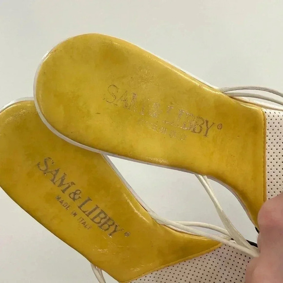 Sam & Libby kitten heels 6 Italian leather floral flip flop y2k barbiecore - Picture 12 of 13